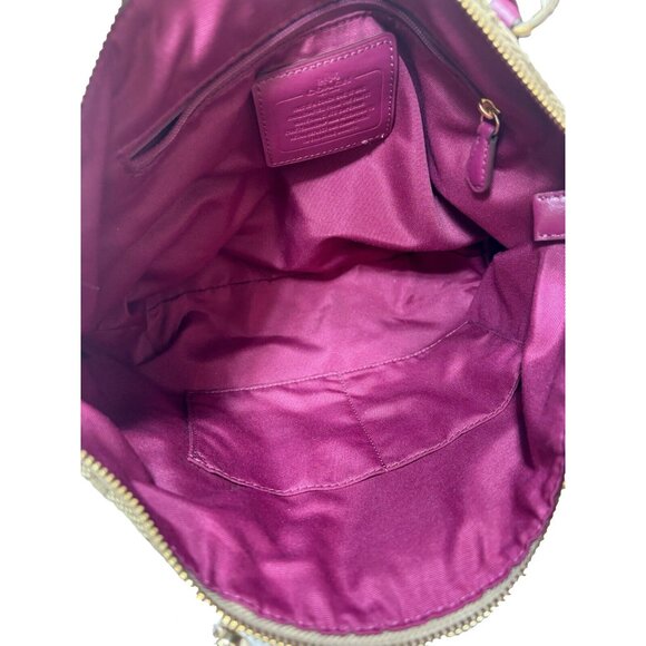 COACH "Kelsey" Handbag Purse Khaki/Dahlia #F36625,As Is staining /discolouration - Picture 14 of 16